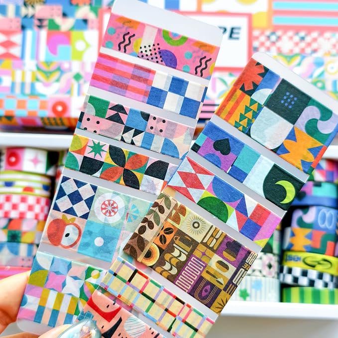 Bomichi Washi Tape Set - 34 Rolls Modern Geometric Pattern Scrapbook Tape