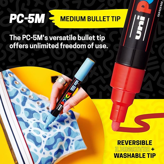 POSCA® PC-5M Paint Markers, 8 Count Medium Reversible Tip Set (1.8–2.5 mm)