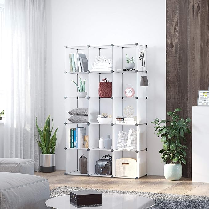 C&AHOME 16 Cube Storage Organizer Cube Shelves Units Storage Cubes, White