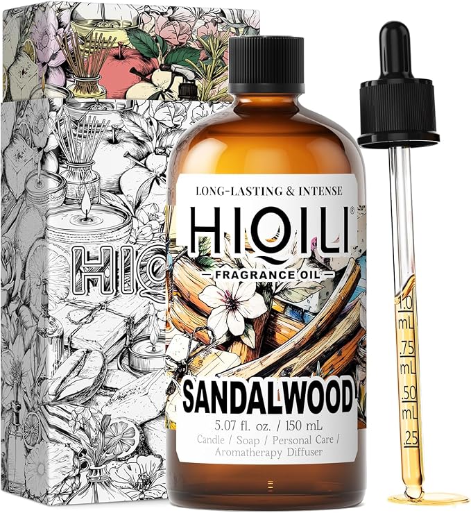 HIQILI Sandalwood Fragrance Oil, DIY Skin Care & Body Product - 5.07 Fl Oz