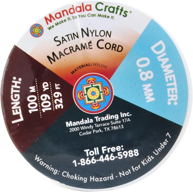 Mandala Crafts 0.8mm White Rattail Nylon Satin Cord for Jewelry Making