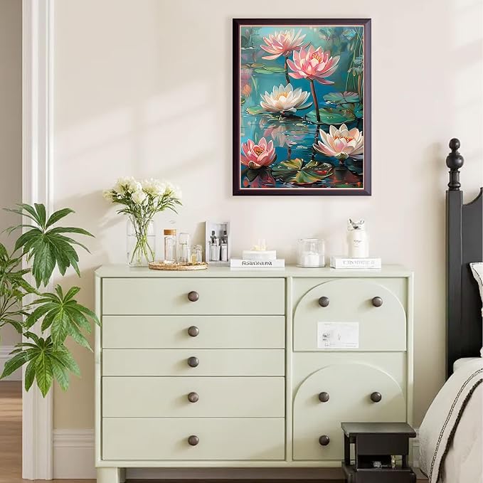 Amaieuin Lotus Diamond Painting for Adults,Flowers 12x16inch