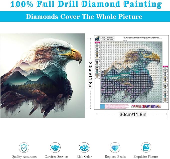 Meothan Diamond Art Kits for Adults Eagle Diamond Painting Kit 12x12in