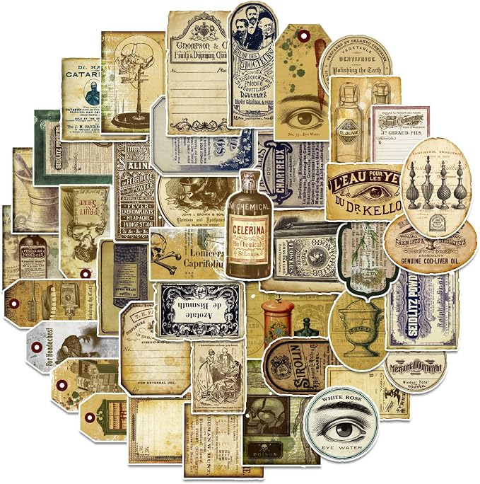 Prstincol 120 Pcs Vintage Apothecary Potion Label Stickers
