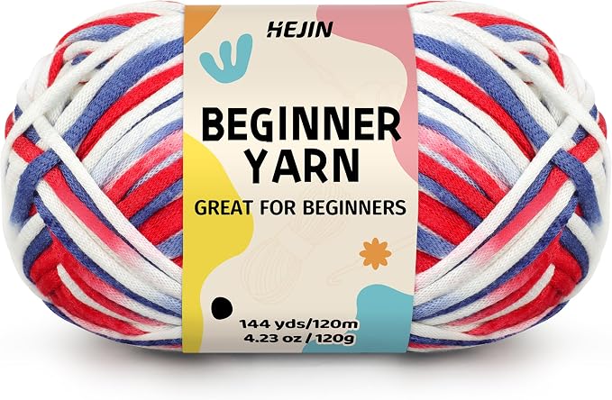 120g Americana Yarn for Crocheting and Knitting; Rainbow Yarn for Beginners with Easy-to-See Stitches;Worsted-Weight Medium #4 for Beginners Crochet Kit Making