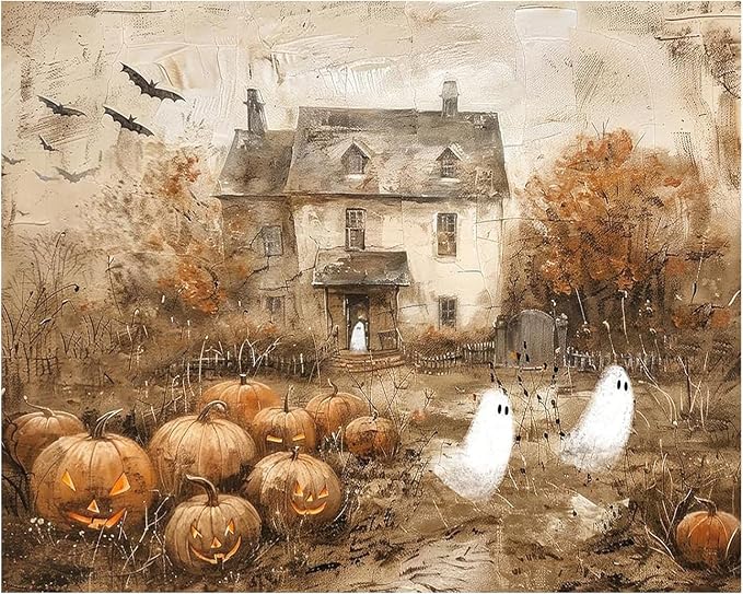 Halloween Pumpkin Paint by Numbers Kit for Adults Beginner (Without Frame)