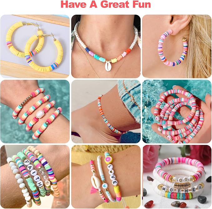 Redtwo 23000Pcs Clay Beads Friendship Bracelet Making Kit | 7 Boxes 144 Colors Beads Set for Friendship Jewelry Making Kit with Pendant Charms, Crafts Gifts for Girls Ages 6-12 Kids