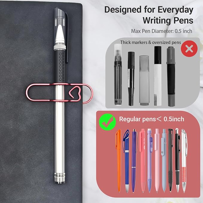 Metal Heart Pen Holder Paper Clip, 18 Pack Notebook & Journal Accessories