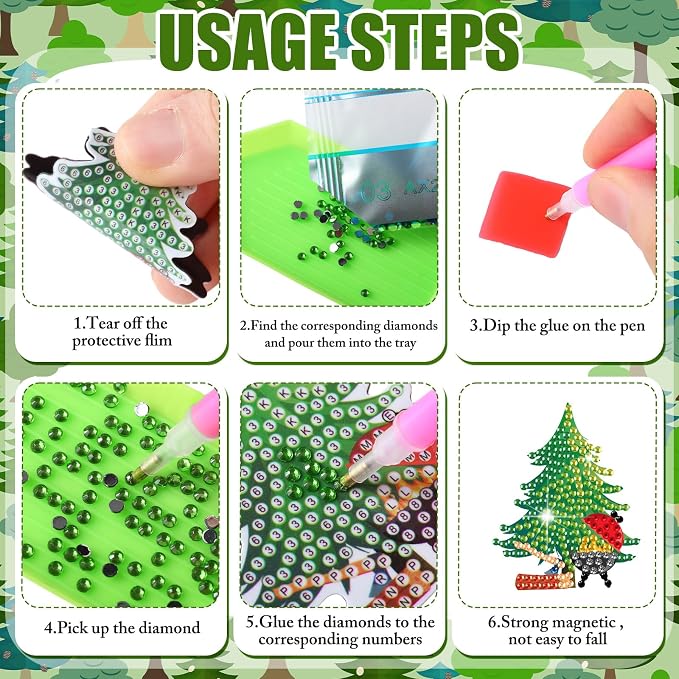 Zonon 12 Pcs Camping Diamond Art Magnets Kits for Fridge DIY Stickers | Outdoor Theme Designs, Diamond Magnetic Backing for Refrigerator and Camper Decor,Easy Craft for Adults,