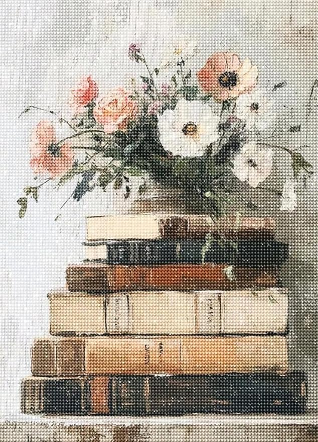 Diamond Art Kits for Adults,Book and Flower 5D Diamond Painting Kits | DIY Paint By Diamonds,Full Drill Round Diamond Dot Gem Art Painting, Relaxing for Home Wall Art Decor, Gift,11.8 X 15.7 inch