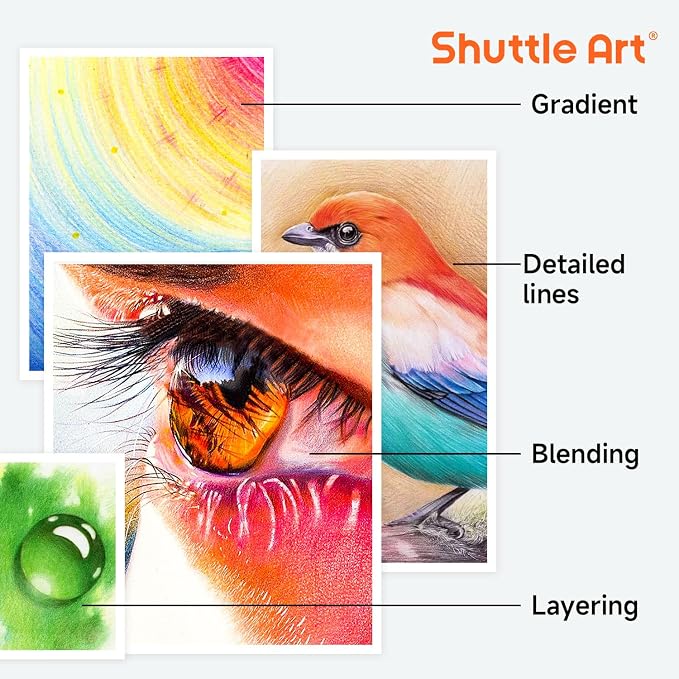 Shuttle Art 180 Coloring Pencils for Adults, Soft Core Coloring Pencils Set with 4 Sharpeners, Professional Color Pencils for Artists Kids Adults Sketching and Drawing