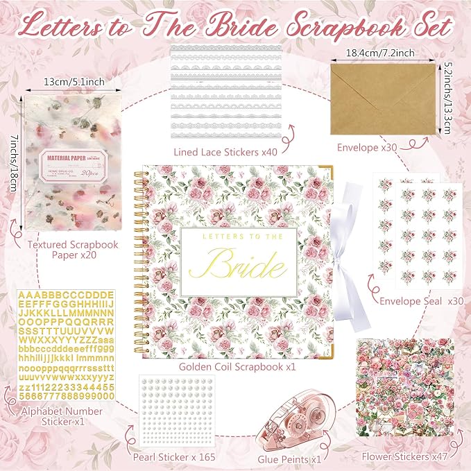 Letters to Bride Scrapbook,12 X 12 Inch,Rose Style,Pink