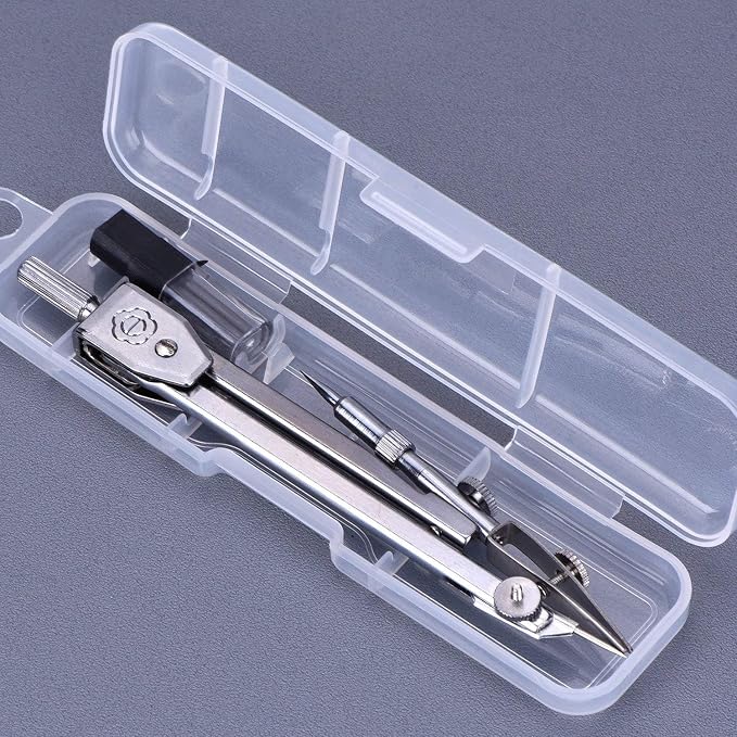 EBOOT Drawing Compass and 6 in Protractor Geometry Set, Clear | Geometry Math Set, Swing Arm Protractor Ruler Compass, Geometry Drawing Tools for Measuring Angles