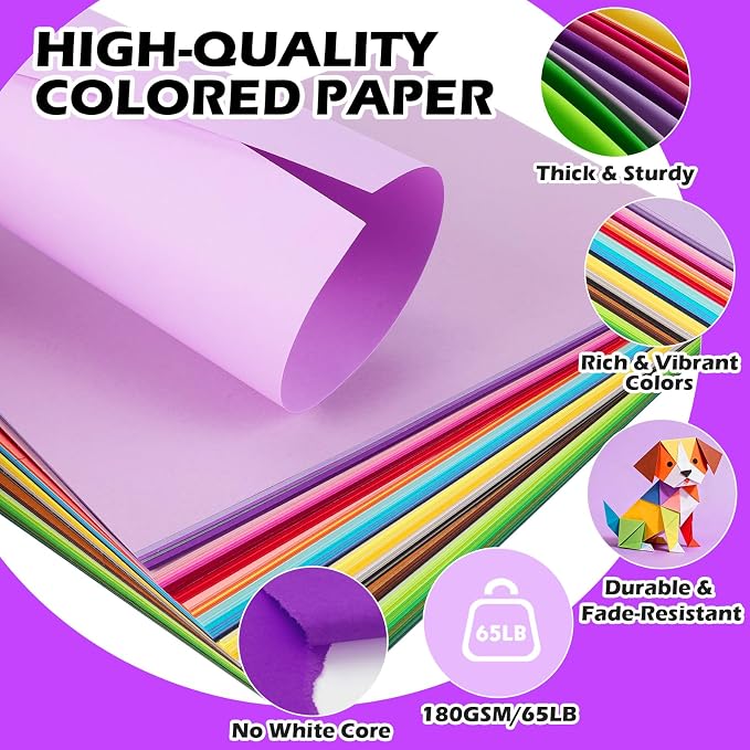 TUXIYA 480 Sheets 8.5" X 11" Colored Cardstock, 80 Colors Card Stock