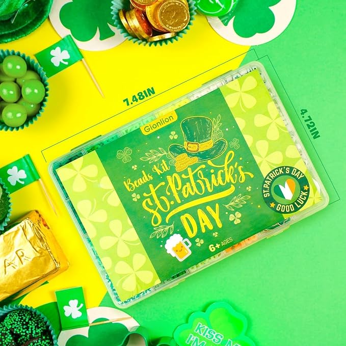 Gionlion 3000 Pcs St Patricks Day Accessories, St Patricks Day Green Clay Beads for Bracelets for Women, Friendship Bracelet Kit with Beads for Gifts