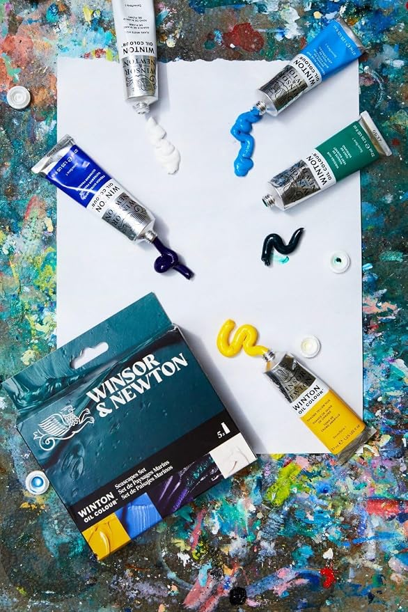 Winsor & Newton Winton Oil Color Paint Set, Seascape, 5 x 37ml Tubes | Artist pigments, Durable, Lightfast, Permanent, Uniform Consistency, Great Pigment Load