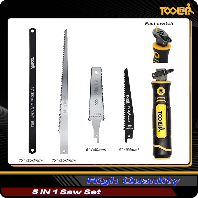 5-In-1 Multi-Blade Handsaw for Woodworking Tools (Japanese/Drywall/Hacksaw)