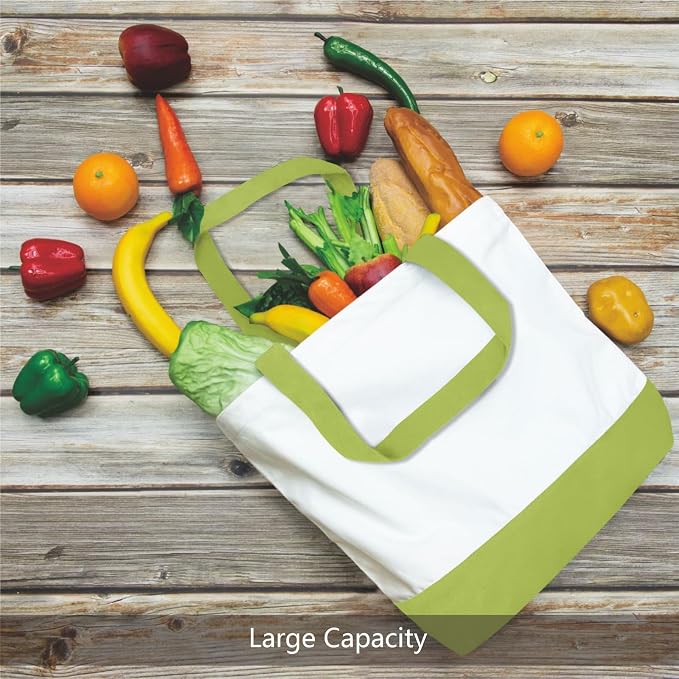 TOPDesign 3-Pack Super Strong Large 12oz Cotton Canvas Tote Bags, Reusable Grocery Shopping Cloth Bags, Fashionable Two-Tone Totes for Crafts, DIY Your Creative Designs