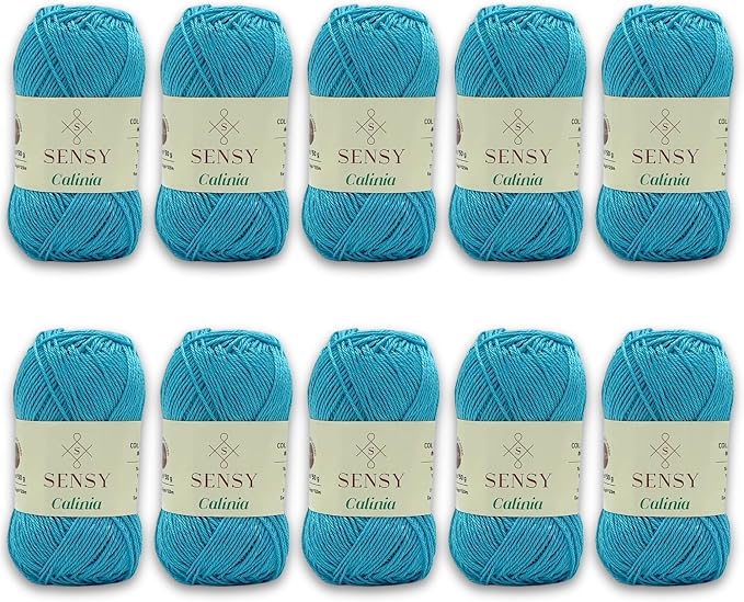 S Sensy Calinia-Mercerized Giza Cotton #2 Fine Yarn 10 Skein Turquoise 131y