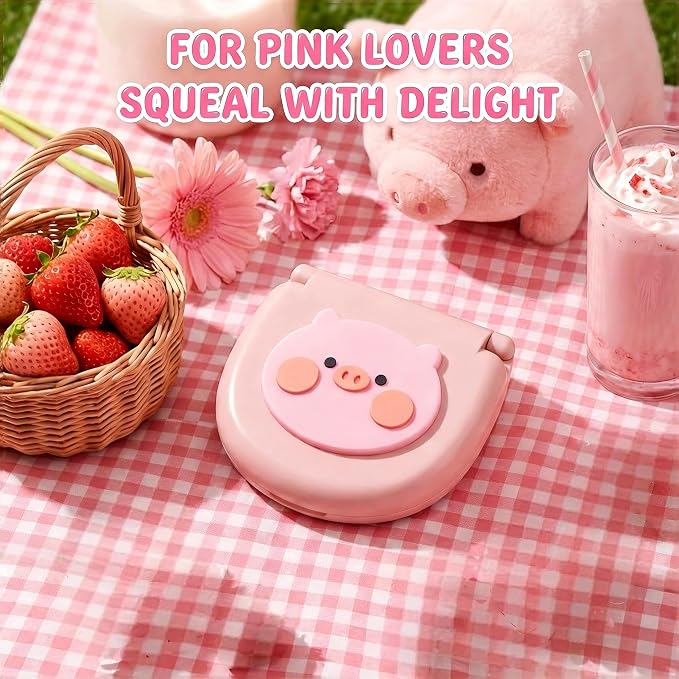 2 Pack Mini Travel Sewing Kit, Portable Emergency Sewing Box with Scissors, Needles, Threads, Compact Clothing Repair Set for Travel, Purse, Office, College Dorm(3D Piggy Pink)