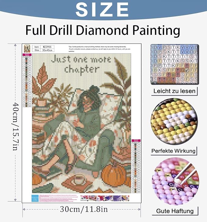 Benjenes Gril Reading Book Diamond Art Kits for Adults Diamond Painting