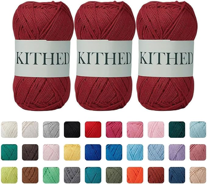 Cotton Yarn，10.5oz，526yard，3 Pack ，Soft Yarn for Crocheting and Knitting (09 Burgundy)