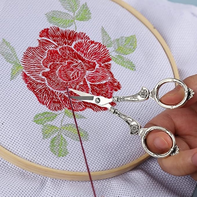 BUTUZE Embroidery Scissors Kit, European Antique Vintage Sewing Kit, Complete Vintage Sewing Tools with Embroidery Scissors, Original Case, Sewing Needle Case, Awl for Sewing, Craft, Needlework