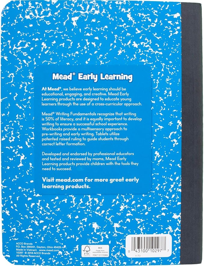 Mead Primary Journal Creative Story Tablet Composition Notebook, 7.5" x 9.75", Grades K-2, 100 Sheets, Color Selected For You (10297) (Pack of 12)