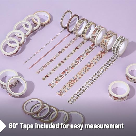 Mr. Pen- Washi Tape Set, 21 Rolls, Assorted Sizes, 5 Yards/Roll | Washi Tape for Scrapbook, Arts, Crafts, Journals and Planners, Nostalgic Theme