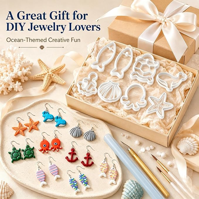 9PCS Ocean Theme Polymer Clay Cutters for Earrings
