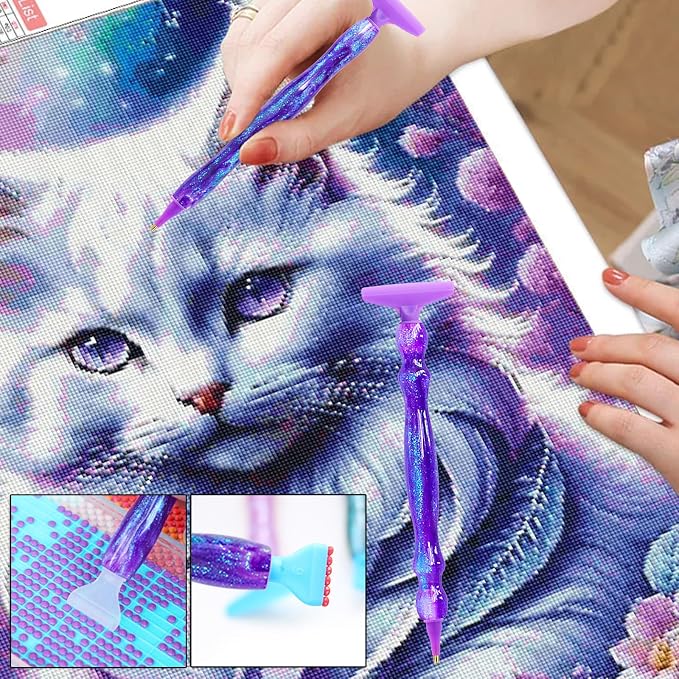 ZYNYXY 16PCS Ergonomic Diamond Art Pens Kits, Resin Diamond Painting Pen with Multifunctional Plastic Screw Thread Tips for 5D Diamond Painting (Starry Purple A)