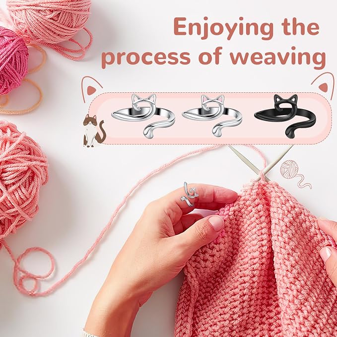 DTOFOOT 6Pcs Knitting Crochet Tension Rings for Fingers with Box | Metal Open Crochet Ring, Adjusts for Finger Tension, Speeds Up Braided Knitting Work, Ideal Gifts for Mom Grandma Crocheters