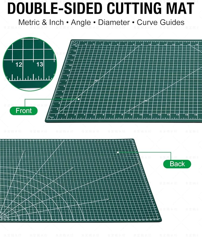 Self Healing Cutting Mat, 35" × 15", Double-Sided Rotary Cutting Mat for Sewing, Quilting, Scrapbooking & Craft, Large Craft Cutting Board for Hobby Use, Green