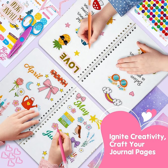 Poaoed DIY Journal Kit for Girls Ages 8-14, Scrapbook & Diary Kit, Gift Set
