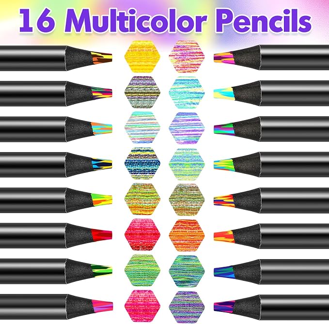 WEMEMORN 16 Color Rainbow Pencils, Colored Pencils for Adults Kids, Multicolored Pencils Art Supplies for Coloring, Drawing, Sketching, Pre-sharpened, Valentines Gifts Easter Basket Stocking Stuffers