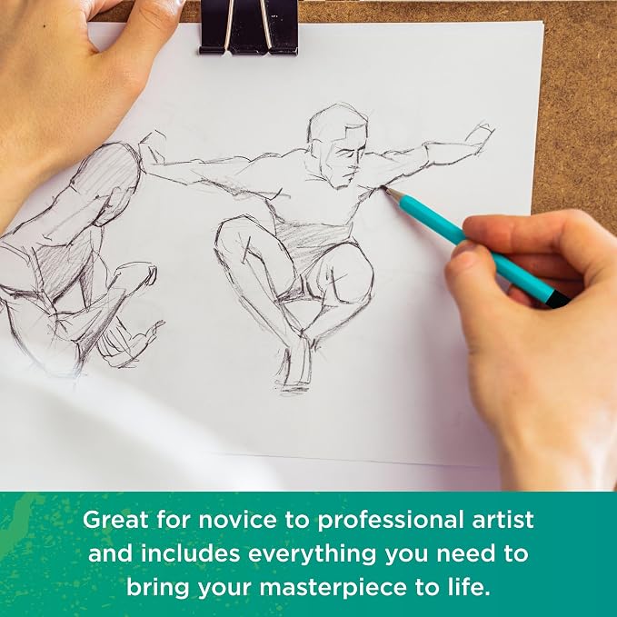 Norberg & Linden XL Drawing Set - Sketching, Graphite and Charcoal Pencils. Includes 100 Page Drawing Pad, Kneaded Eraser, Blending Stump. Art Kit and Supplies for Teens and Adults