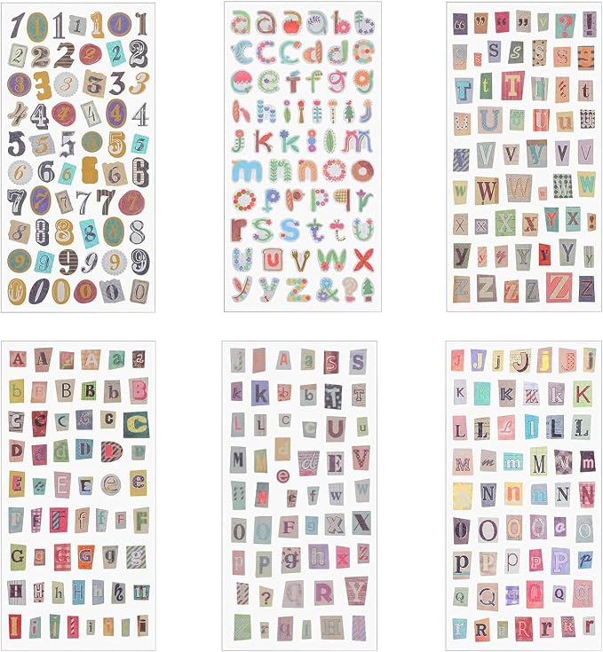 1041PCS Vintage Stickers, 18 Sheet Scrapbook Stickers Graffiti, Cute Vintage Letters Numbers Self Adhesive Decals Scrapbooking Supplies for Diary DIY Art Album Paper Crafts (1041PCS)