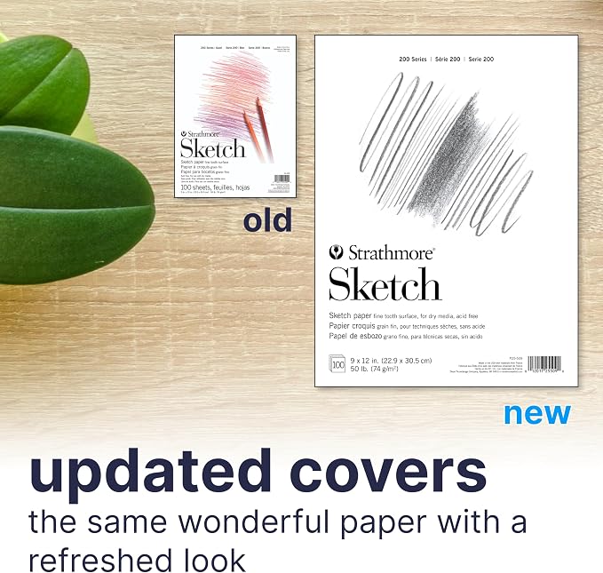 Strathmore 200 Series Sketch Pad, 9x12 inch, 100 Sheets, Tape Bound - Artist Sketchbook for Drawing, Illustration, Art Class Students (Pack of 12)