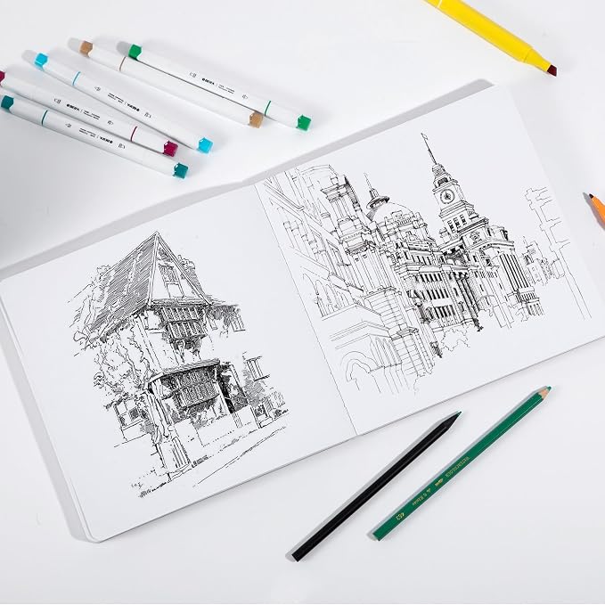 Hardcover Sketch Book, 8.3x8.3, 96 Sheets, Sketchbook for Drawing, Blue | Ideal Gift For Kids Adults,200GSM Watercolor Heavyweight Lay-Flat Art Journal,Drawing pad for Adults