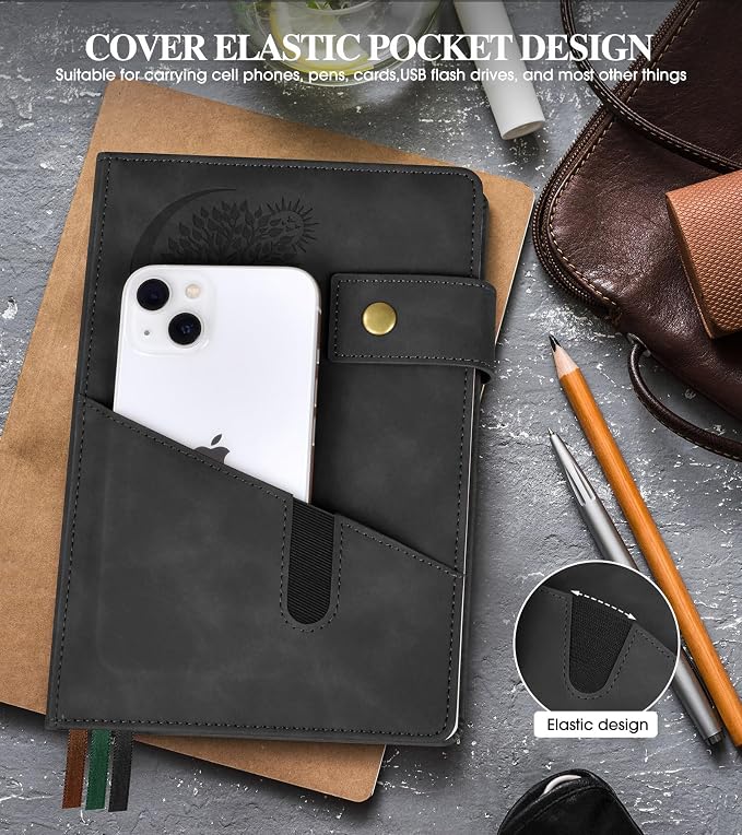 PAIBAS Lined Journal Notebook for Men, A5 Leather Journals for Writing Women, Hardcover Notebooks for Work,School,Note Taking,Travel,Business,Personal daily Diary,200 Page College Ruled (5.9" x 8.4")