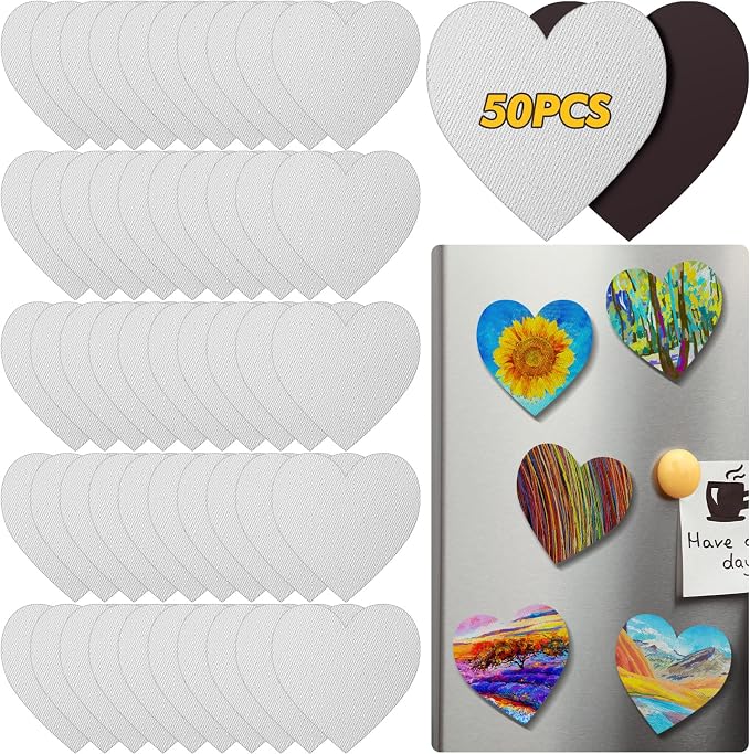 Engrowtic 50 Pcs Magnetic Painting Canvas Panels, 3 in, Heart