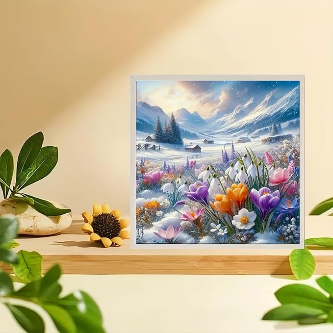 Diamond Art for Adults, 5D Diamond Painting Kit, DIY Diamond Painting Kits for Beginners, Flower Diamond Painting, 14x14 Inches