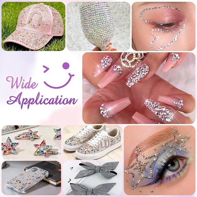 50000Pcs 40 Colors Resin Jelly Rhinestones for Bedazzling, 3mm Multicolor Flatback Gems for Crafting, Bedazzler Kit with 4Pcs 10ml B7000 Glue&Tool for Clothes Book Shoes Nails Art Makeup