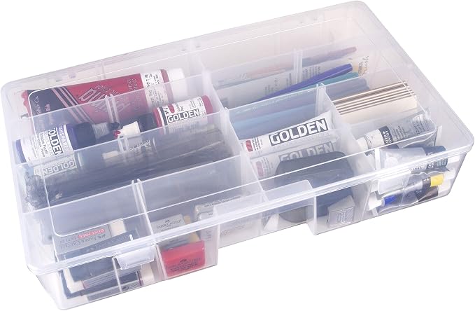 ArtBin 6980AG XL Solutions Box with Dividers, Art & Craft Organizer, [1] Plastic Storage Case, Clear
