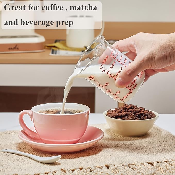 Ackers Borosilicate Glass Measuring Cup with Spout, 250 ml, 8 oz/1 Cup