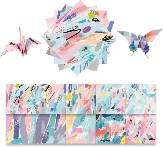 Origami Paper Kit 50 Sheets, 6x6 Inch Double Sided 20 Vivid Colored Paper | 70GSM Colorful Paper,20 Different Pattern Origami Kit,DIY Hand Crafts,Arts Creativity,Easy to Fold,No-Fading.Macaroon