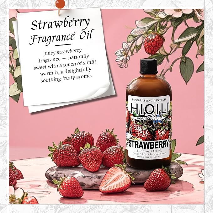 HIQILI Strawberry Fragrance Oil, DIY Fruity Scent Perfume - 5.07 Fl Oz