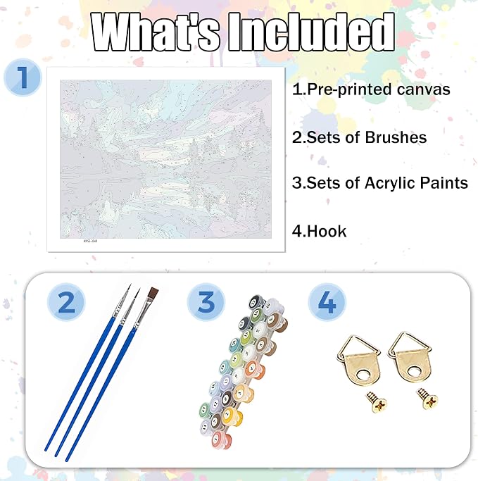Hutarosl Paint by Numbers for Adults-Aurora Paint by Number Canvas for Adults,Starry Sky Paint by Number Adult,Aurora DIY Oil Painting Kits for Gifts Home Decor 16x20in