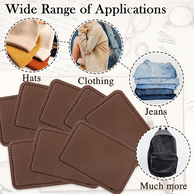 50 Pack Blank Leatherette Hat Patch with Adhesive, Rectangle Laserable Leatherette Patch, Faux Leather Patches for Hats Custom Fabric Repair Sew Laser Supplies (Cocoa Brown)