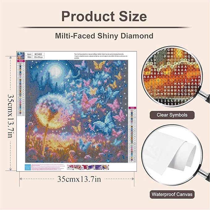 Diamond Art Kits for Adults,Light Colorful Butterfly Diamond Painting